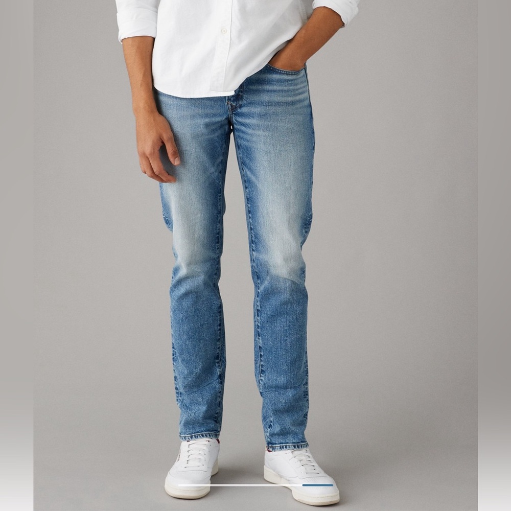 American Eagle Mens EasyFlex Slim Straight Jean Tidal Blue